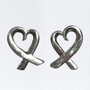 Vintage Asymmetrical Hearts Earrings Sterling Silver Stylized Jewelry Retro 925